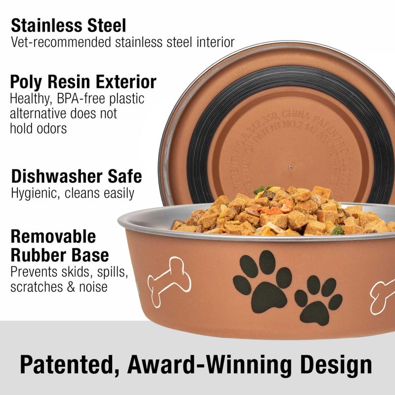 Loving Pets Bella Dog Bowls- Stainless Steel Dog & Cat Bowls - Spill Proof Dog Food Bowl, Cat Bowl, Puppy Essentials & Pet Supplies Great for Home & Travel (X-Large 65-100lbs, Copper) - Image 2